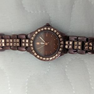 REDUCED TO SELL! New BEAUTIFUL Armitron Now bronze watch, Swarovski crystals.